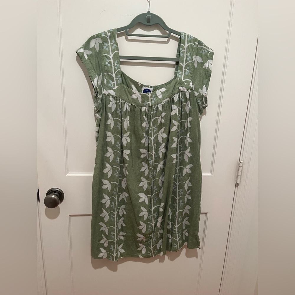 Green Floral Cap-Sleeve Mini Dress